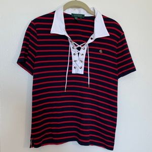 Lauren Ralph Lauren Striped Polo with Tie Front